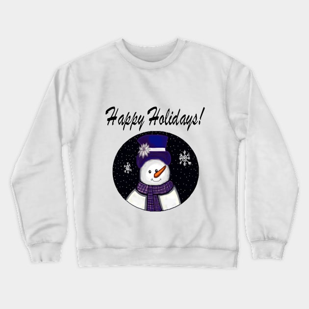 Blue Snowman Happy Holidays Crewneck Sweatshirt by CatGirl101